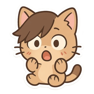 surprised cat with a strange asymmetrical haircut sticker
