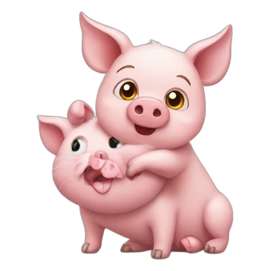 pig falling in love with cat sticker