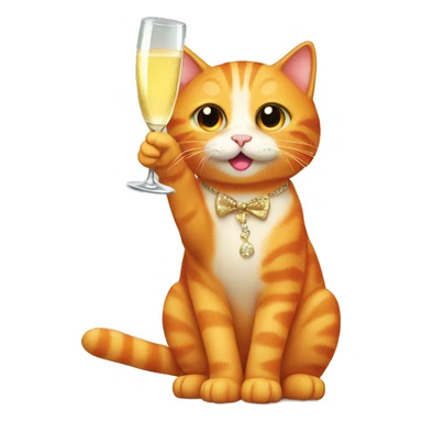 Orange cat holding champagne sticker