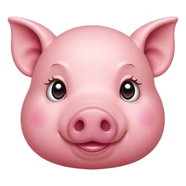 Cinematic Cute Pig Portrait Emoji, Head tilted playfully and inquisitively, featuring a glossy rosy-pink hide with a cute snout and a subtle natural sheen, round, sparkling beady eyes filled with curiosity, Simplified yet irresistibly adorable features, highly detailed, glowing with a warm, friendly glow, high shine, affectionate and lively, stylized with a touch of farmyard whimsy, bright and endearing, soft glowing outline, capturing the essence of a mischievous yet loving pig, so playful it feels like it could oink out of the screen and into your arms! sticker
