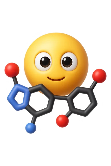 emoji stile iphone in 3d di istamina molecola con occhi con la parte bianca pure, iperrealistico 4k sticker