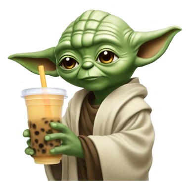 yoda with a bubble tea sticker