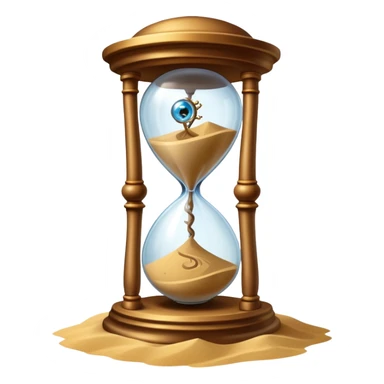 A timekeeping beast with eyes and an hourglass-shaped torso filled with enchanted sand that flows upward instead of down, surrounded by clockwork appendages that tick in rhythm with nearby life forces. sticker