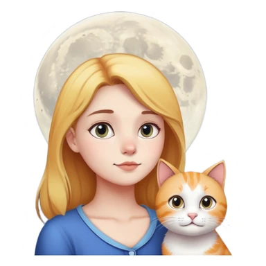 Girl,moon,cat sticker