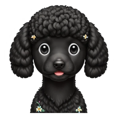 A high-resolution digital illustration of a black poodle in a clean, semi-realistic style. The poodle is shown from the chest up, facing sideways head tilted of the head to the left sticker