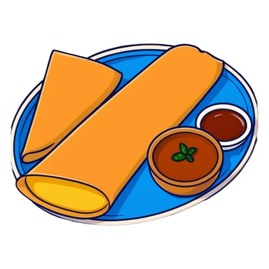 masala dosa with potato filling and chutney sticker