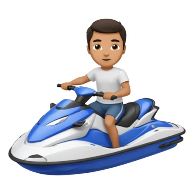 Dark tan male dark make on a blue jet ski no sunglasses sticker
