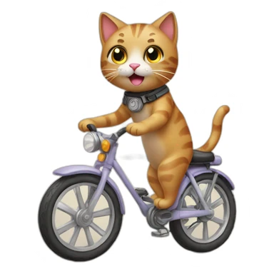 cute cat on bike sticker