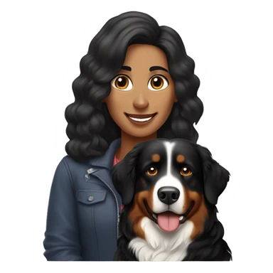 Bernese mountain dog with his female owner sticker