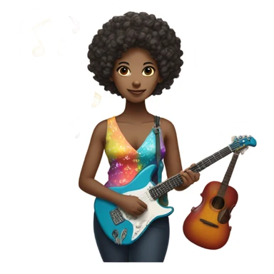 Black girl with curly short hair colorful musical sticker