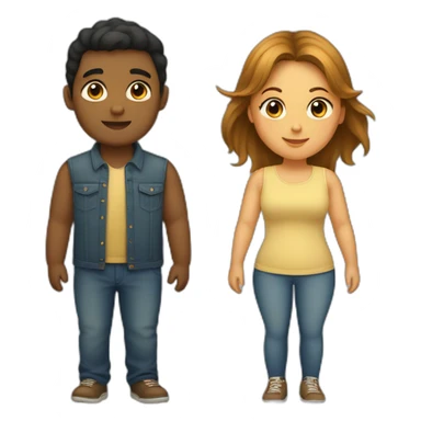 A fair chubby girl with a slim brown boy sticker