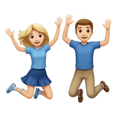 girl and guy jumping together  sticker
