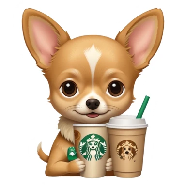 Chihuahua with a Starbucks cup sticker