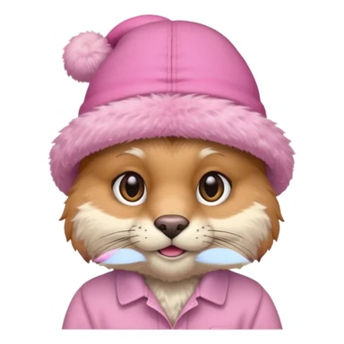 animal with pink hat and shirt sticker