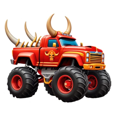 El Toro Loco - Monster Jam (Model Year: 2022) (Iconic colour: Red with horns) - An eye-catching monster truck with a wild, rebellious design in bold red. Include stylized, large horn graphics and aggressive facial elements that evoke a bull-like, ferocious appearance, exuding daring and unstoppable force. sticker