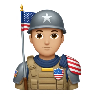 generate white full-armored american soldier with small usa flag on shoulder sticker