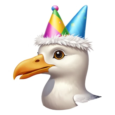 A seagull head with a party hat, without the body sticker
