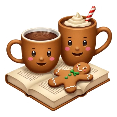 Book & cocoa with gingerbread sticker