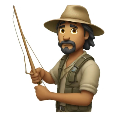 fish hunter with a harpoon in hand sticker