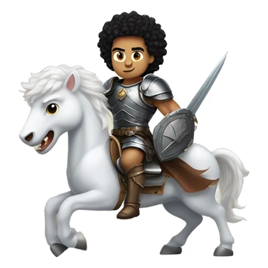 Muscular white guy with curly black hair riding a fierce bird with armor sticker