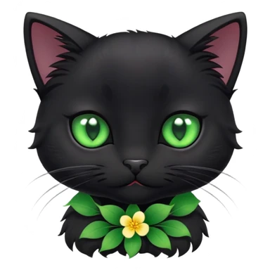 A cute  little  black cat and 海棠花 sticker