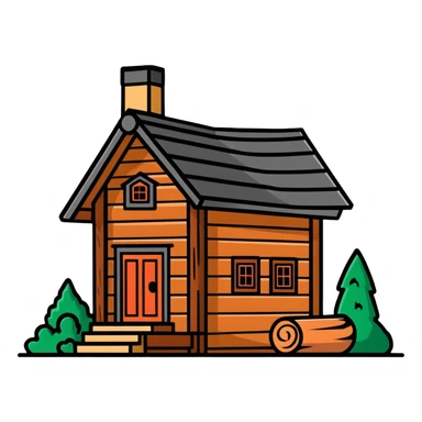 small log house sticker