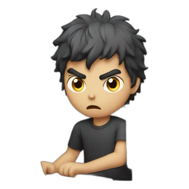 Angry Persian boy with a computer sticker