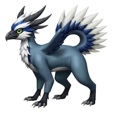 Shiny Black Grey White and Dark-Green Trico-Nargacuga-Silvally-Absol-fusion sticker