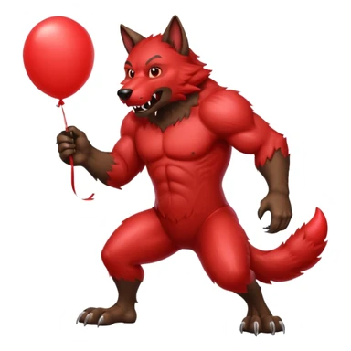A werewolf with a giant red balloon sticker