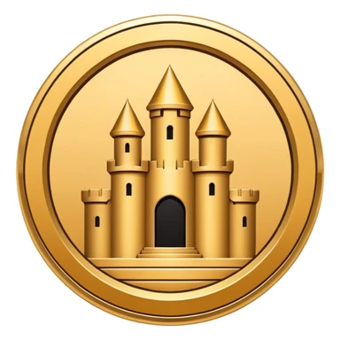 flat minimalist icon of a circle with ridges like a coin or castle with a rook in it sticker