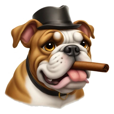 Bulldog with cigar sticker