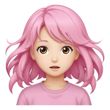 cute anime girl with blowing hair sticker