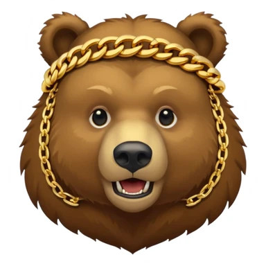Russian grizzly bear wearing a rapper chain sticker