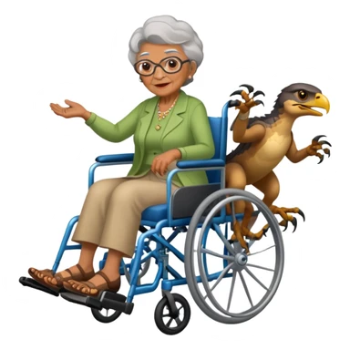 grandma in wheelchair with raptor feet or talons sticker