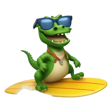 alligator riding a surf board with glasses  sticker