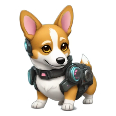 cyberpunk corgi from the future sticker