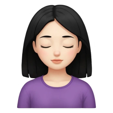 девушка с черными волосами с расслабленным лицом и закрытыми глазами sticker