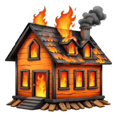 damaged house on fire sticker