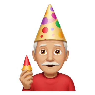 old man with red shirt and birthday cone on his head sticker