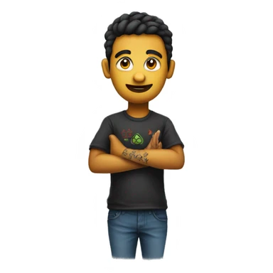 Coder with 'trishul' tattoo on right hand sticker