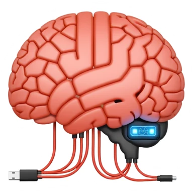 emoji representing AI, brain, circuit lines sticker