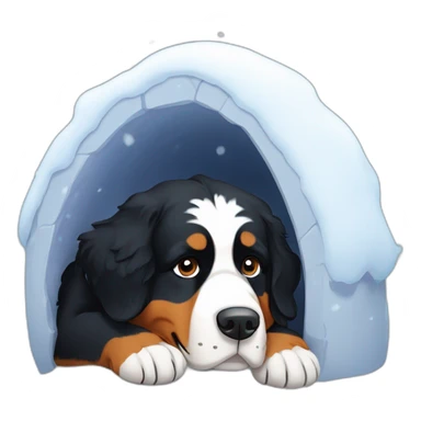 Bernese mountain dog lying in a snow igloo sticker