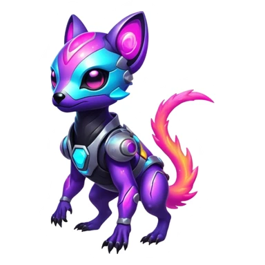 Epic Edgy Cute Colorful Nebula Modern Futuristic Vernid-Protogen-creature-animal, full body sticker