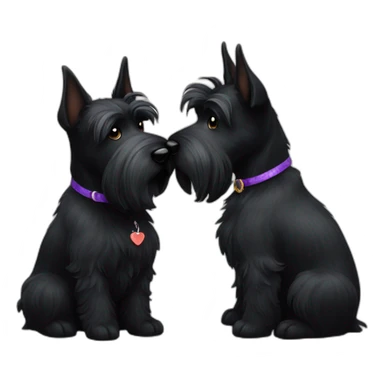 Senior Two black Scottish terrier kissing sticker