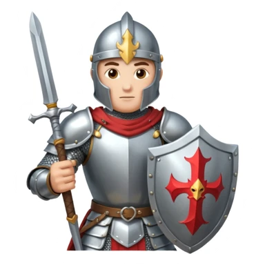 A knight in fighting action with a sword and shield sticker