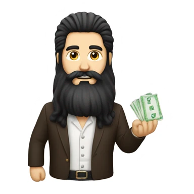 The guy who is a dealer has a card in his hand, has long black hair and a long beard  sticker