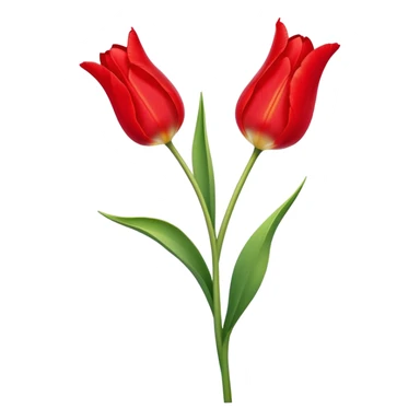 ​Cinematic Realistic Tulip, depicted as a single, exquisitely detailed bloom with vibrant red petals and a delicate stem, softly illuminated by natural light that highlights its graceful beauty and elegant form, sticker