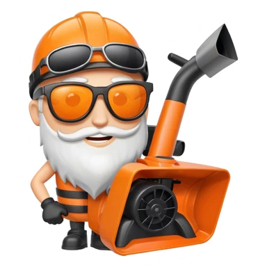 Orange Snowblower cartoon character with sunglasses sticker