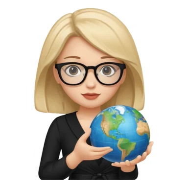Child baby face girl with globe in hand and glasses black dress sticker