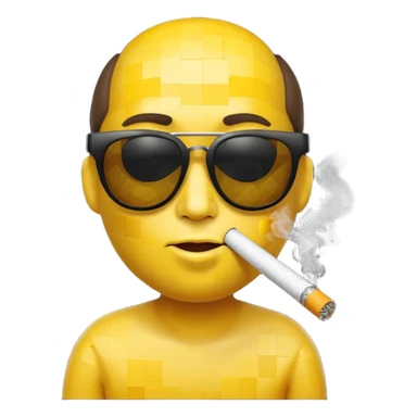 emoji face wearing pixelated 'thug life' sunglasses and a cigarette in its mouth sticker